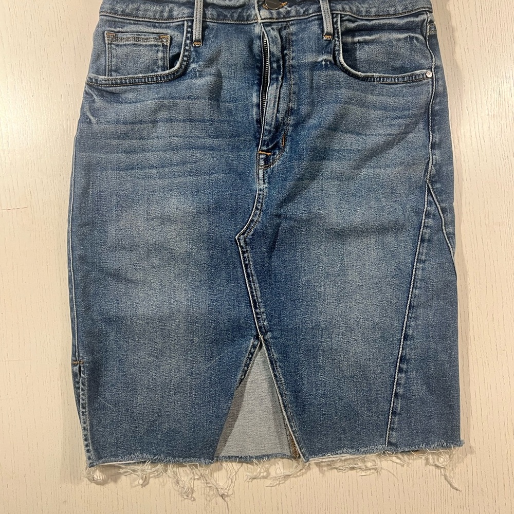 Sanctuary Blue Denim patchwork Skirt with Tan Label